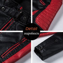 Ucrazy Men 2022 Winter Casual Motor Spliced Leather Jacket Coat Men Autumn Fashion Biker Vintage Warm Leather Jacket Coat Men