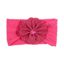 Nishine Soft Stretch Satin Rose Flower Baby Headband Newborn Knot Wide Nylon Headwraps Turban Girls Headwear Kids Photo Props