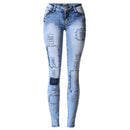 LOGAMI Ripped Jeans for Women Holes Skinny Jeans Slim Femme Womens Jeans Elastic Patchwork Pantalones Vaqueros Mujer 2021