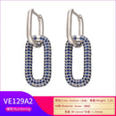 ZHUKOU one pair Hoop Earrings Women CZ Jewelry Gold /Silver Color Rectangle Earring Hoops for party birthday gifts model:VE129