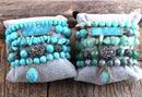 RH New Designer Fashion Red Beaded  Natural Stone Druzy Drop Charms 5pc Bracelets Sets For Women Jewelry DropShip