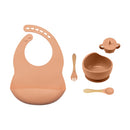 5Pcs/1Set Silicone Baby Feeding Bowl Tableware Waterproof Spoon Non-Slip Crockery BPA Free Silicone Dishes for Baby Tableware