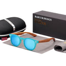 BARCUR 偏光儿童太阳镜 圆形男女童斑马木太阳镜 猫眼 UV400 眼镜 Oculos Gafas De Sol