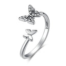 BISAER Hot Sale 925 Sterling Silver Insects Butterfly & Bee Open Rings For Women Fashion Jewelry Anneaux Engagement Ring ECR086