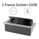 Desktop Socket Table Outlet 2 3 DE EU FR Socket With USB Charging Slow Pop Up Black Silver Aluminum Alloy Cover For Meeting Room