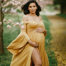 Maternity Dresses for Photo Shoot Sexy Shouldless Puff Sleeve Dresses for Pregnant Women Maxi Long Pregnancy Photography Dress