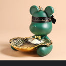 Violent bear statue Tidy Bear Statue With Metal Tray Storage Keys, Candy, Friut Home Ornaments Decoration Table Room Decorations