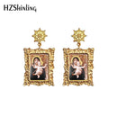 2020 Antique Dangle Earrings Mother of God Virgin Mary Retro Paintings Glass Cabochon Mandala Pendants Jewelry for Women