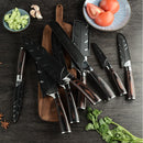 Stainless Steel Chef Knife Set with Knife Cover Case Sheath 8 Pcs  Cleaver Slicing Damascus Veins  Survive  Kitchen Knives Set