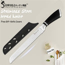 SOWOLL Cooking Kitchen Knife Tools Handmade Stainless Steel Knife 7 inch Japanese Cooking Knife Santoku Salmon Sushi Knife Gift