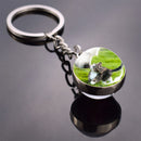Animals Keychain Cat Dog Bear Peacock Rabbit Squirrel Phoenix Double Side Glass Ball Pendant Keyring