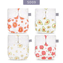 Elinfant Gray Mesh Cloth 4pcs Eco-friendly Diaper Washable Cloth Diaper Adjustable Baby Nappy Reusable pocket Diapers