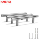 NAIERDI 20PCS Stainless Steel T Bar Furniture Handle Brushed Gold Kitchen Handle Black Cabinet Pull with Cuttable Bamboo Screw