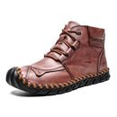 High Quality Leather Autumn Winter Men Boots Warm Plush Snow Boots Outdoor Fur Motorcycle Boots Ankle Boots Men&