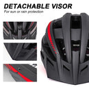 Victgoal Bicycle Helmet LED Moutain Road USB Rechargeable Light Cycling Helmet For Man Sun Visor Goggles Men MTB Bike Headgear