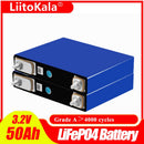 LiitoKala 3.2V 50Ah 磷酸铁锂电芯，适用于12V 52Ah 可充电电池组DIY太阳能储能