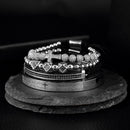 4pcs/Set Hot Men Steel Carving Spanish Scripture Bangle Micro Zircon Cross Bracelet Pulseira Bileklik Luxury Handmade Jewelry