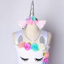 Flower Girls Unicorn Tutu Dress Pastel Rainbow Princess Girls Birthday Party Dress Children Kids Halloween Unicorn Costume 1-14Y