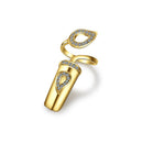 New Fashion Creative Opening Ring Flower Crystal Female Nail Cover Ring Set Jewelry Bridal Wedding Ring Wholesale