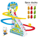 Climbing Stairs Track Toys Cartoon Penguin Dinosaur Dog Duck For Children Electronic Music Kids Funny Boys Girls Birthday Gift