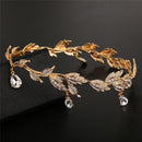 Vintage Crystal Bridal Hair Accessory Wedding Rhinestone Waterdrop Leaf Tiara Crown Headband Frontlet Bridesmaid Hair Jewelry