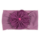 Nishine Soft Stretch Satin Rose Flower Baby Headband Newborn Knot Wide Nylon Headwraps Turban Girls Headwear Kids Photo Props