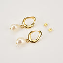 ANDYWEN 925 Sterling Silver Big Pearl Drop Earring Women Fashion Fine Jewelry Gold Luxury Classic Irregular Jewels Piercing Clip