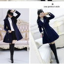 2022 Autumn Winter Women Coats Dark Blue Lady Clothing Zipper Woolen Coat Mid-length Slim