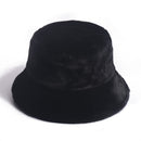 FOXMOTHER New Outdoor Warm Lamb Faux Fur Bucket Hat Black Solid Fluffy Fishing Cap Panama Bob Fisherman Gorros Women Winter 2021
