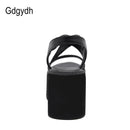Gdgydh 2022 Summer Women Gladiator Sandals Thick Platform High Heels Comfortable Female Shoes Elastic Band Black Shoes Drop Ship