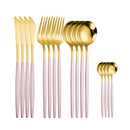 Tableware Gold Stainless Steel Cutlery Set 18/10 Travel Cutlery Silverware Dinner Knife Fork Spoon Flatware Set Dishwasher Safe