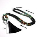 Natural Tiger Eye's Stone 108 Japa Mala Beads Necklaces For Women Girls Yoga Japamala Tassel Long Necklace Men Jewelry 8MM