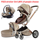 Hot Mom Baby Stroller 3 in 1 travel system with bassinet and car seat，360° Rotation Function children stroller,Luxury Pram F023