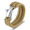 Outdoor Camping Stainless Steel Bracelet Men Paracord Parachute Rope Wristband Survival Bracelet Homme Handmade Braided Jewelry