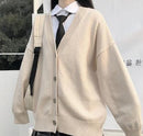 日系时尚学院风JK宽松V领开衫2022年新款毛衣女外穿JK毛衣外套日本校服