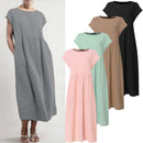 ZANZEA 2023 Summer Midi Dress Womens Sundress Vintage Short Sleeve Shirt Vestido Elegant Female O Neck Pleated Robe