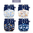Elinfant Gray Mesh Cloth 4pcs Eco-friendly Diaper Washable Cloth Diaper Adjustable Baby Nappy Reusable pocket Diapers