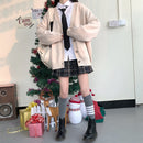 日系时尚学院风JK宽松V领开衫2022年新款毛衣女外穿JK毛衣外套日本校服