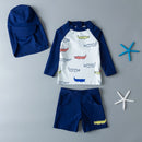 Swimwear for Children 3 Pieces Long Sleeve Swimsuit Kids Sun UV Protection Baby Bathing Clothes Child Toddler Swimming Suit Boys