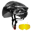 QUESHARK Men Women Ultralight Cycling Helmet MTB Road Bike Bicycle Motorcycle Riding Removable Yellow Colorful Lens QE111