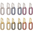 ZHUKOU one pair Hoop Earrings Women CZ Jewelry Gold /Silver Color Rectangle Earring Hoops for party birthday gifts model:VE129