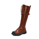 Gdgydh 2021 Autumn British Style Knee-high Boots For Women Plus Size 34-43 Female Boots Round Toe Low Heels Women Shoes Winter