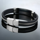 Vnox Casual Bracelets for Men Women Custom Engraving Stainless Steel Personalized Silicone Bangle