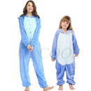 史迪奇连体衣 Kigurumi 冬季女式熊猫睡衣 男女童动物睡衣 成人儿童服装 法兰绒卡通睡衣
