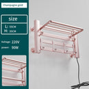 Bathroom Electric Bath Towel Warmer Heating Towel Shelf Rack Household 55℃ Thermostatic Towel Dryer Punch Free Heater Rail Black