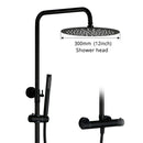 Thermostaic Temperature Bathroom Faucet Brushed Gold Brass Wall-Mount Rain Shower Head Hand Sprayer Two-Function Hot Cold Mixing
