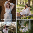 Ordifree 2021夏季女士长款薄纱连衣裙长袖刺绣婚礼度假性感白色蕾丝超长罩衫沙滩裙