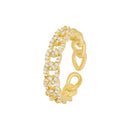 Korean fashion jewelry exquisite copper inlaid zircon hollow twisted ring elegant women wedding party opening adjustable ring