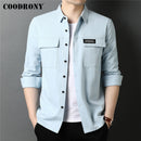 COODRONY Brand Spring Autumn High Quality Streetwear Fashion Style Big Pocket 100% Cotton Long Sleeve Shirt Men Clothing C6112