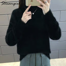 厚冬季毛衣女款保暖白色高领蓬松女式套头衫冬季女款套头毛衣针织毛衣女 2021
